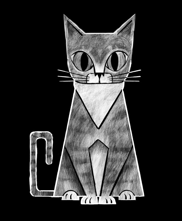 Ophelia, the studio's cat, sketched